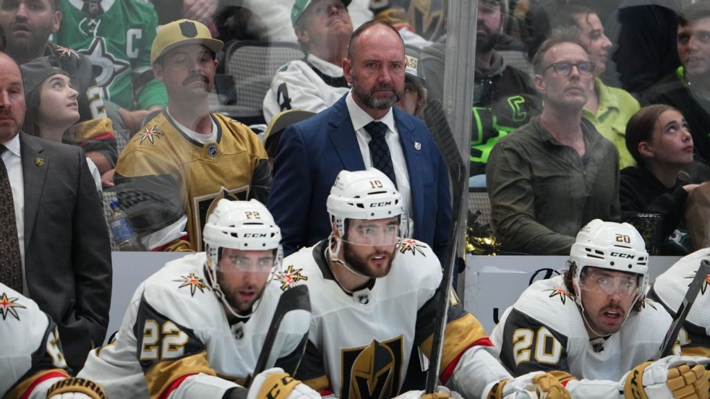 Vegas Golden Knights-Feuerwehrtrainer Peter Debor, nachdem er zum ersten Mal die Playoffs verpasst hatte